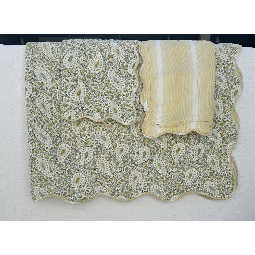 Waverly Paisley Verveine Modern Farmhouse Full Reversible Quilt Yellow Cottage
